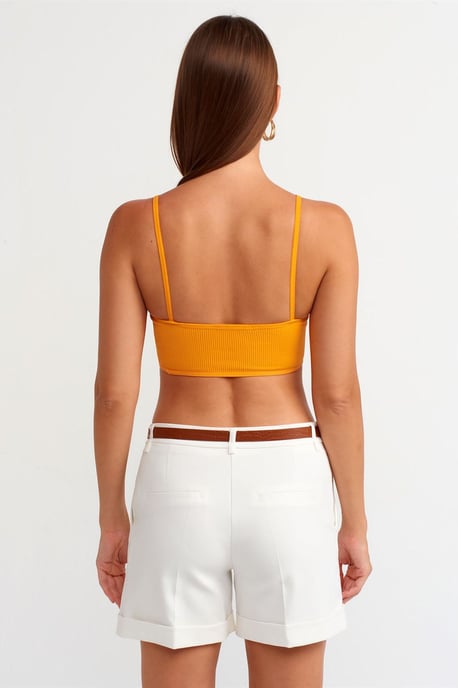 Geribbelde V-hals Cropped Bralet Top - Image 2