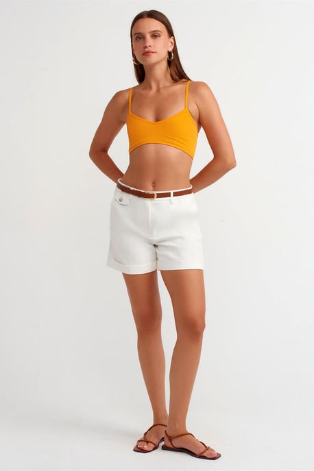 Geribbelde V-hals Cropped Bralet Top - Image 3
