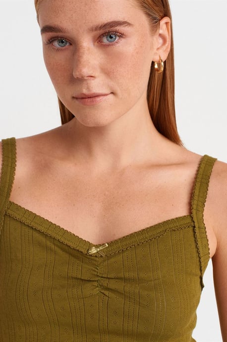 Katoenen Geribbelde Vierkante Hals Cami Blouse - Image 3