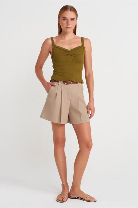 Katoenen Geribbelde Vierkante Hals Cami Blouse - Image 4