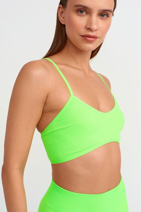 Geribbelde V-hals Crop Bralet Top - Image 1