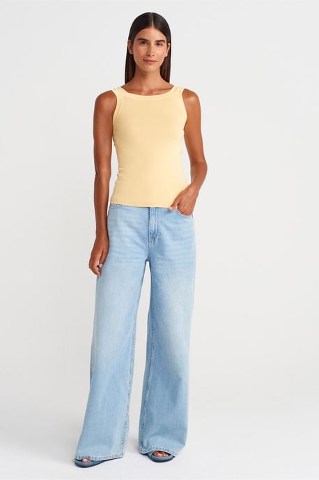 Mouwloze Geribbelde Blouse met Vierkante Halslijn - Image 4