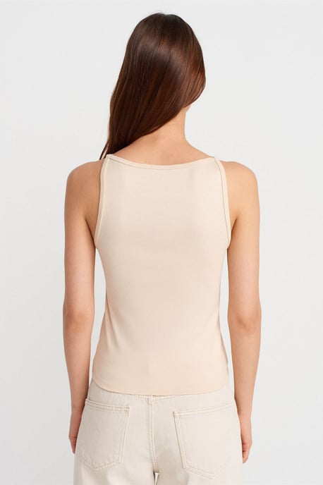 Ribbad Halterneck Slim Fit Blus - Image 2
