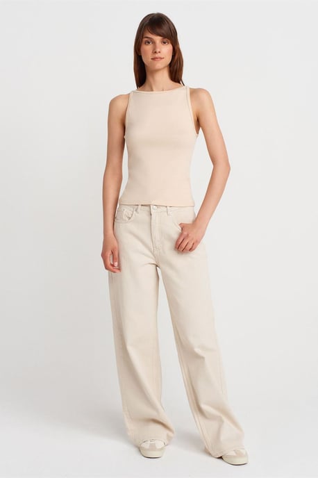 Ribbad Halterneck Slim Fit Blus - Image 4