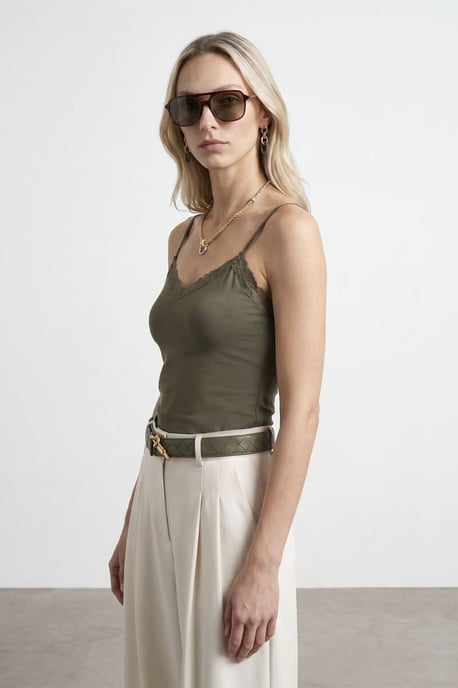 Slim Fit Sleeveless V-Neck Cami Blouse - Image 3