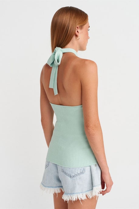 Ribbade Halterneck Slim-fit Blus - Image 2