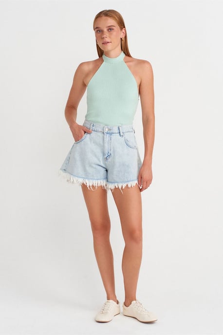 Ribbade Halterneck Slim-fit Blus - Image 4