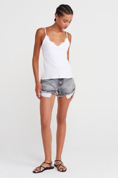 Kanten Mouwloze Slim-fit Cami Blouse - Image 4