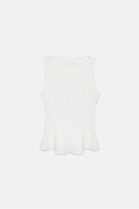 Fitted Mouwloze Crepe Peplum Blouse - Image 5