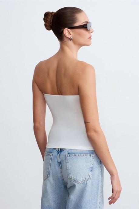 Strapless Slim-Fit Jerseytop met Strikdetail - Image 2
