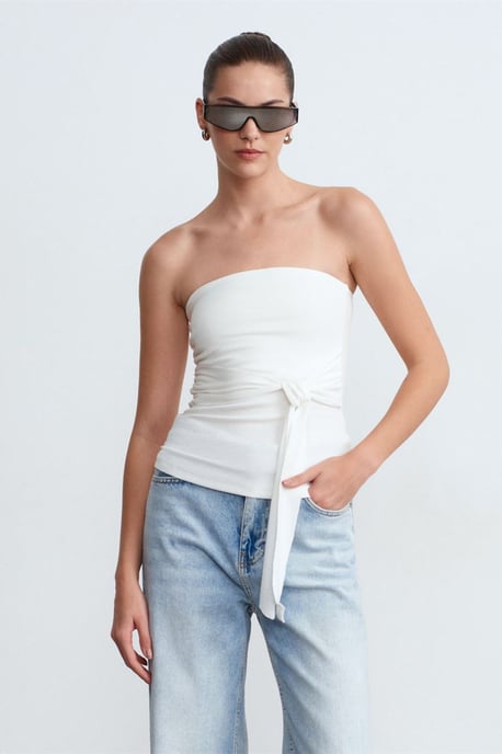 Strapless Slim-Fit Jerseytop met Strikdetail - Image 3