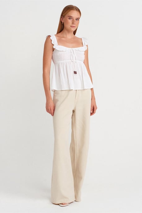 Mouwloze Blouse met Vierkante Hals en Strik Vooraanzijde - Image 4