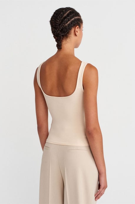 Ribbed Square-neck Sleeveless Blouse - Image 2