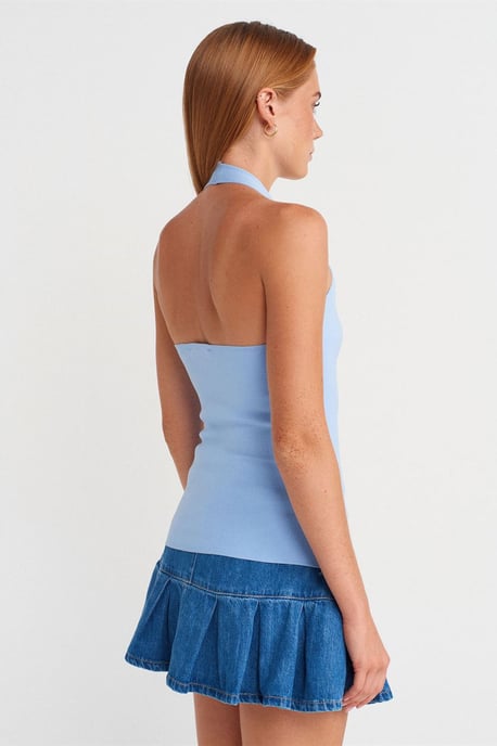 Slim Fit Halterneck Knit Blouse - Image 2