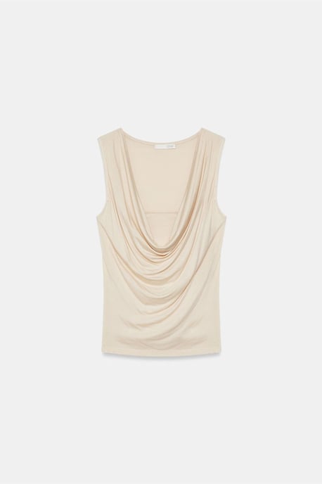 Utan ärmar Cowl Neck Jersey Blus - Image 5