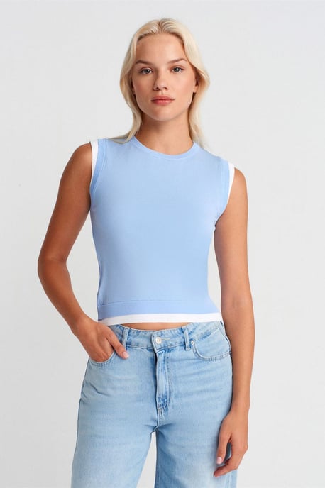 Sleeveless Ribbed Knit Shell Top - Image 1
