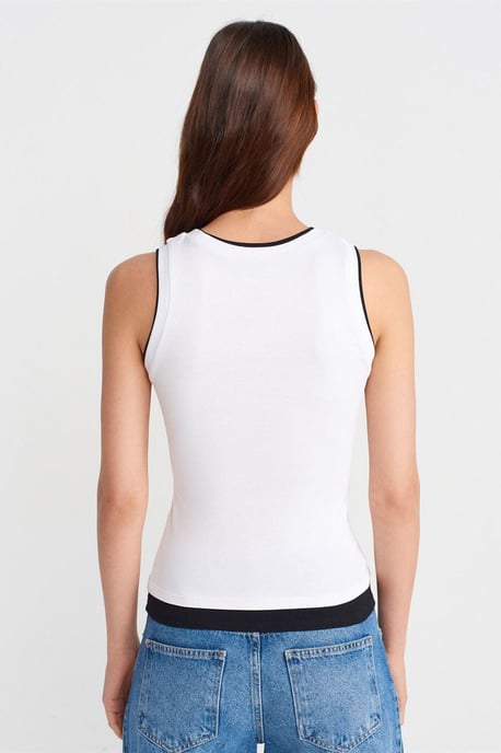Sleeveless Ribbed Cotton Blouse - Image 2