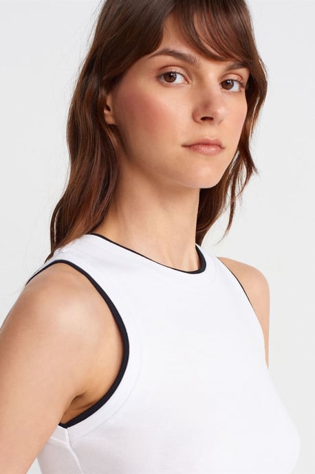 Sleeveless Ribbed Cotton Blouse - Image 3