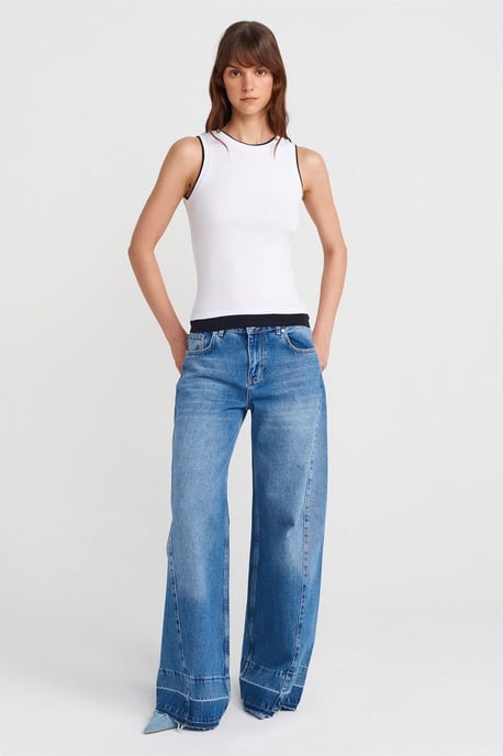 Sleeveless Ribbed Cotton Blouse - Image 4