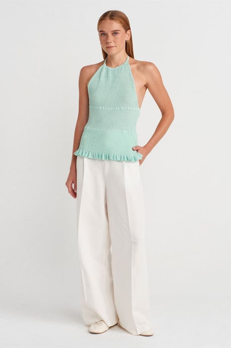 Slim Fit Halterneck Stickad Blus - Image 4