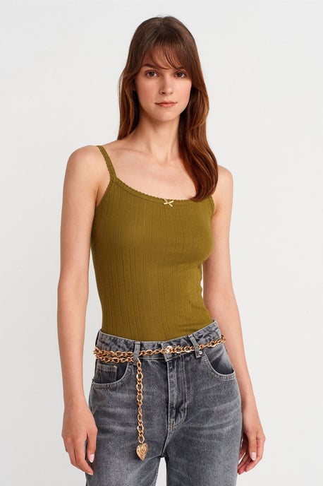Slim Fit Ribbed Cotton Cami Top - Image 1