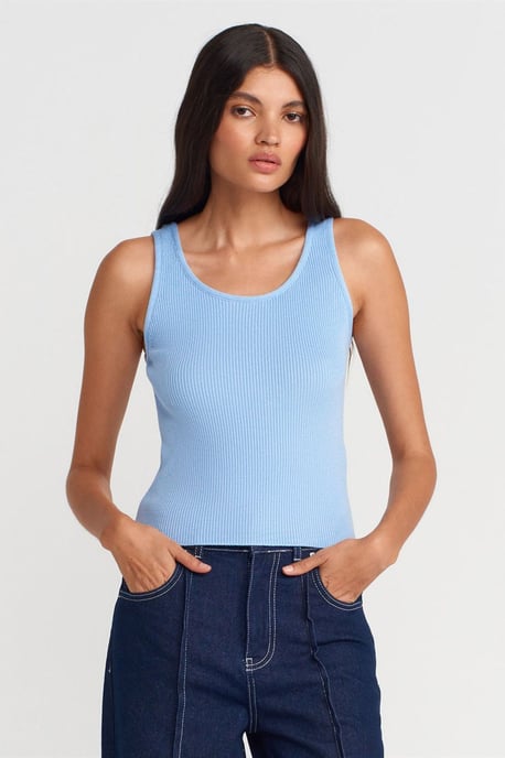 Geribbelde Mouwloze Gebreide Camiblouse - Image 1