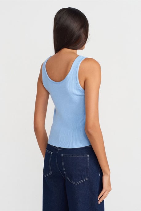 Geribbelde Mouwloze Gebreide Camiblouse - Image 2