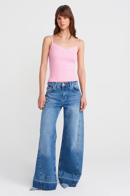 Slim Fit Kant Gebreide Camisole Blouse - Image 4