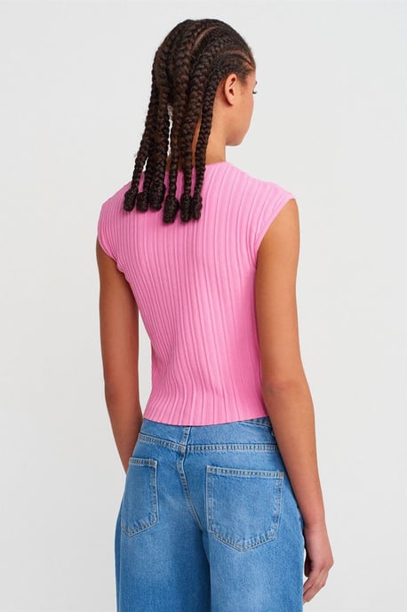Ribbed Knit Crop Blouse - Image 2