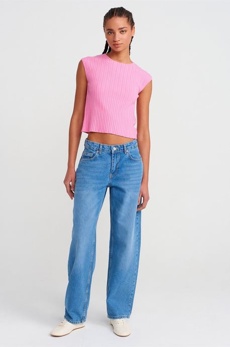 Ribbed Knit Crop Blouse - Image 4
