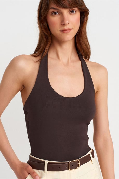 Ribbelige Halternek Mouwloze Blouse - Image 1