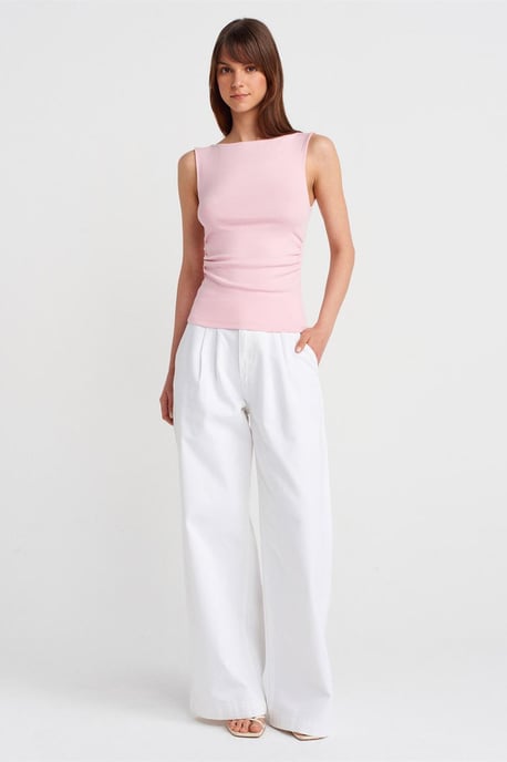 Mouwloze Bootlijn Jersey Blouse - Image 4