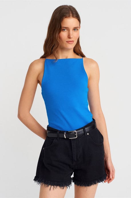 Slim-Fit Halterhals Jersey Blouse - Image 4