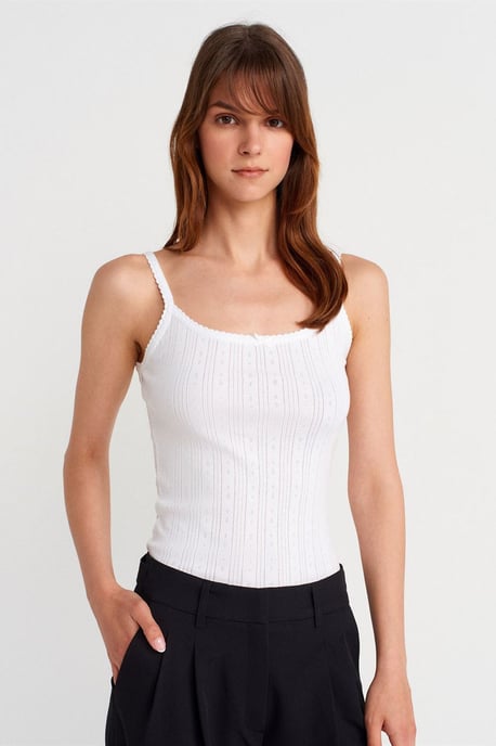 Slim Fit Ribbed Cotton Cami Top - Image 1