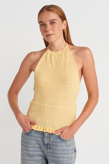 Slim Fit Halterneck Stickad Blus - Image 1