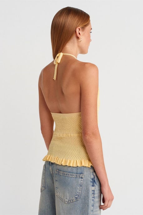Slim Fit Halterneck Stickad Blus - Image 2