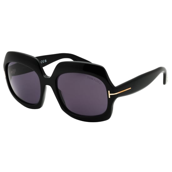 Tom Ford Shiny Black Oversized Smoke Sunglasses - Image 2