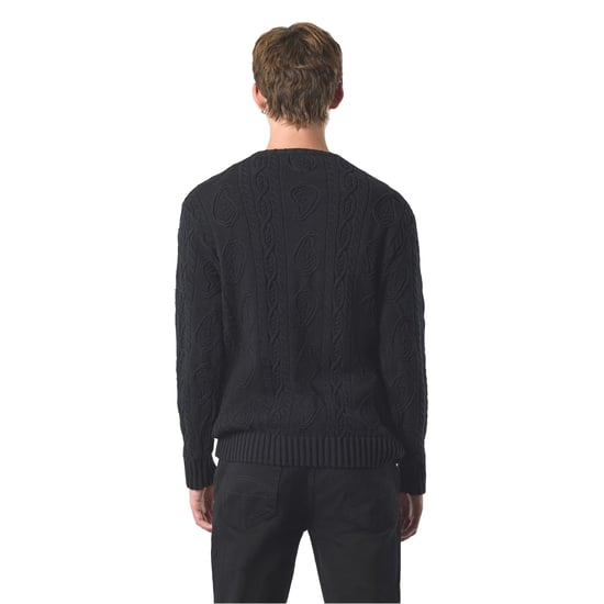 Pretty Green Mens Marylebone Cable Knit Long-Sleeved Sweater Top (Black) - Image 3