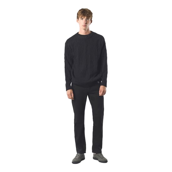 Pretty Green Mens Marylebone Cable Knit Long-Sleeved Sweater Top (Black) - Image 4
