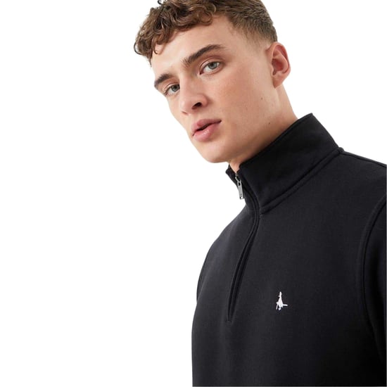 Jack Wills Mens Barchester Quarter Zip Sweatshirt (Black) - Image 3