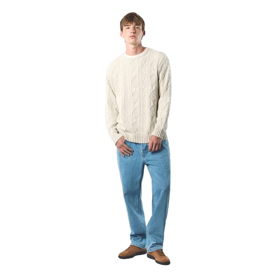 Pretty Green Mens Marylebone Cable Knit Long-Sleeved Sweater Top (Grey) - Image 3