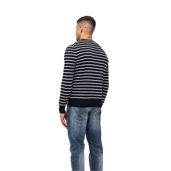 Marshall Artist Heren Gestreepte Ribgebreide Sweater Top (Marine) - Image 3