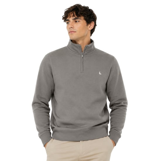 Jack Wills Mens Barchester Quarter Zip Sweatshirt (Slate) - Image 3
