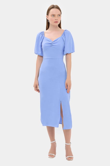 Sweetheart Neck Midi Dress with a Side Slit - Image 1