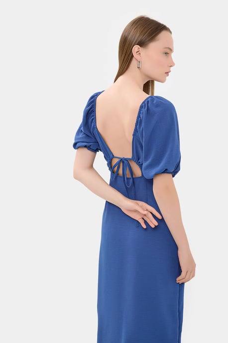 Sweetheart Neck Midi Dress with a Side Slit - Image 2