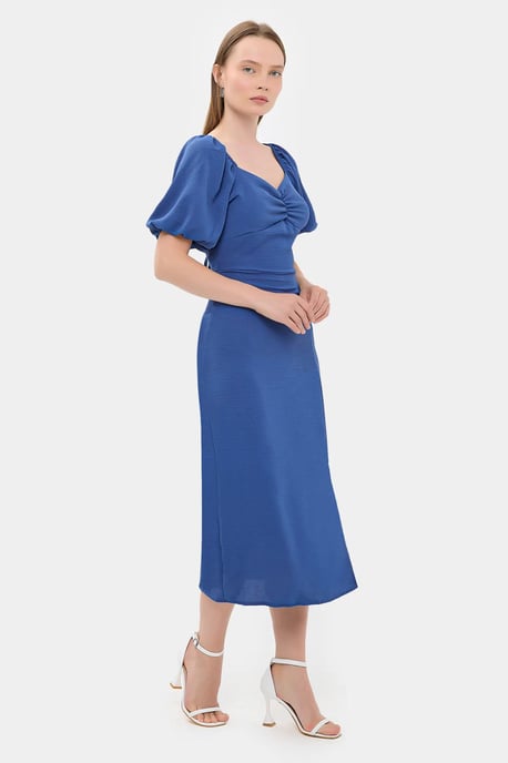 Sweetheart Neck Midi Dress with a Side Slit - Image 3