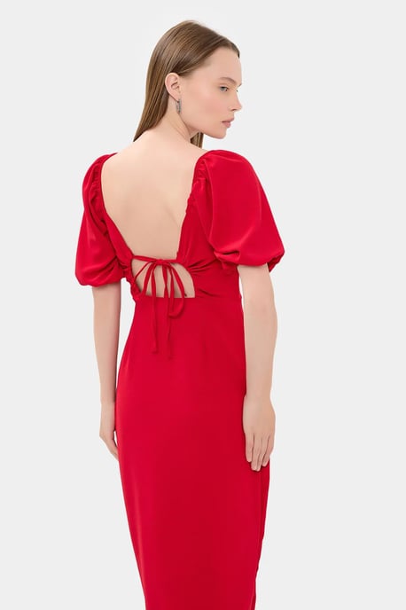 Sweetheart Neck Midi Dress with a Side Slit - Image 3
