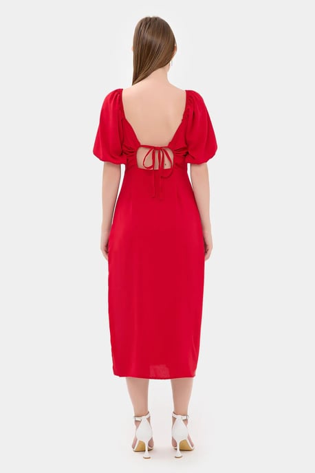 Sweetheart Neck Midi Dress with a Side Slit - Image 4