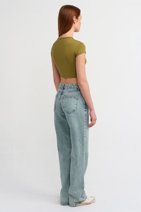 Hoge taille rechte denimjeans van katoen - Image 2