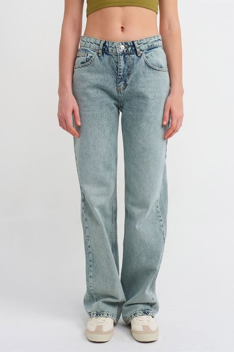 Hoge taille rechte denimjeans van katoen - Image 3